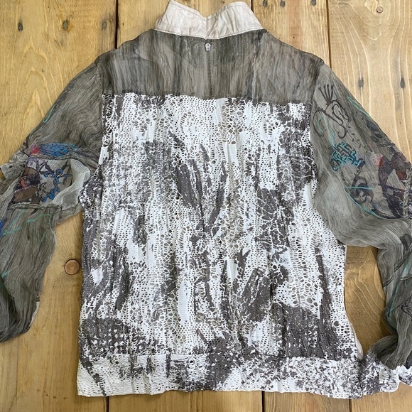 Christine Phillipe Sheer Jacket Zip Up‎ Tattoo Arms Lace back - Picture 8 of 10